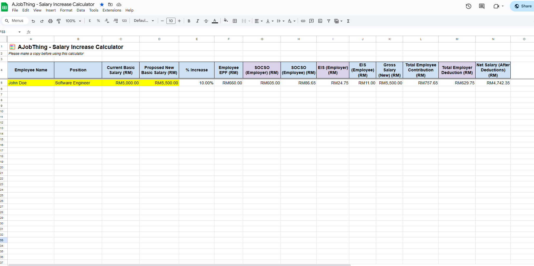 salary increase calculator excel free download
